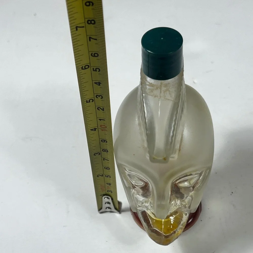 Vintage Avon Spartan Head Glass Decanter Cologne Bottle With Green Cap‎